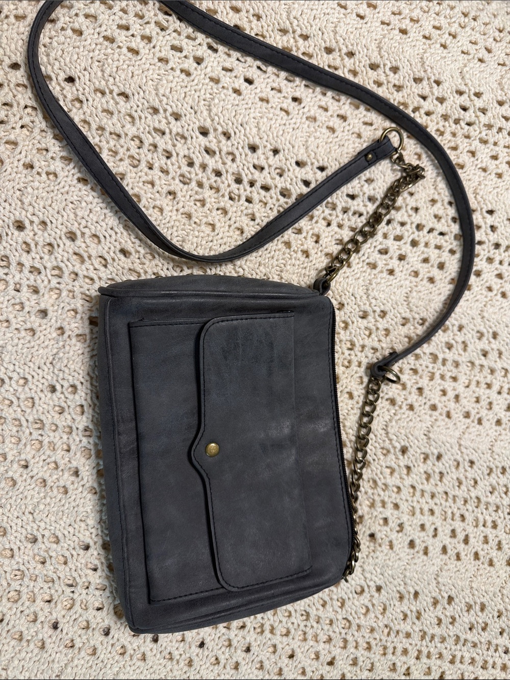 Dark Grey Crossbody Bag with Chain Strap